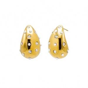 NEW SAHIRA women's pearl teardrop earrings in gold